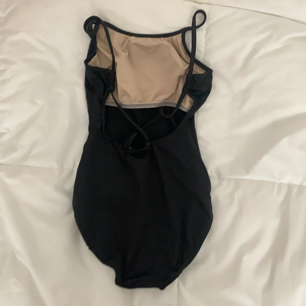 Black crossback strap leotard